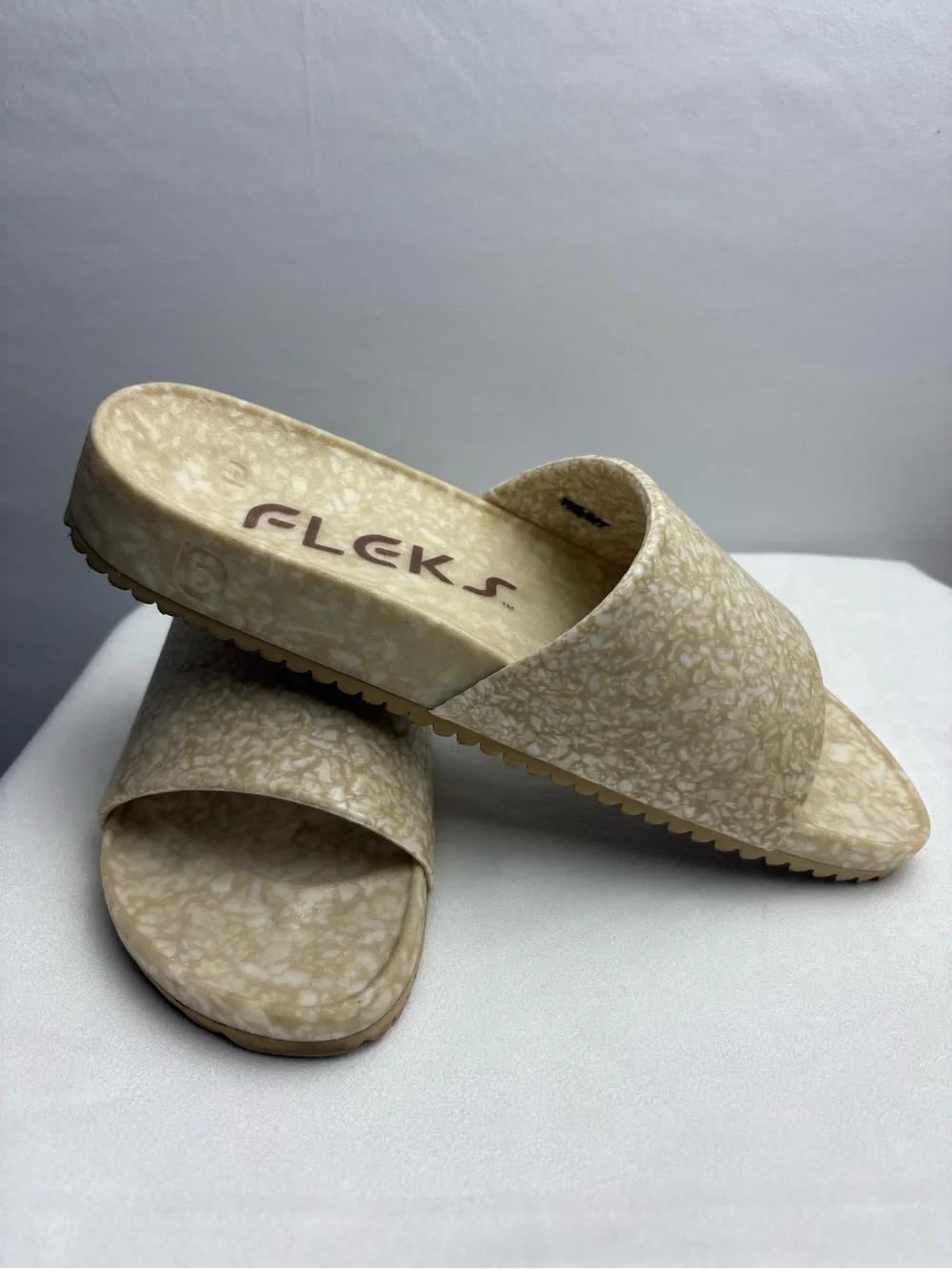 Womens Neutral Slide Sandals - Tan
